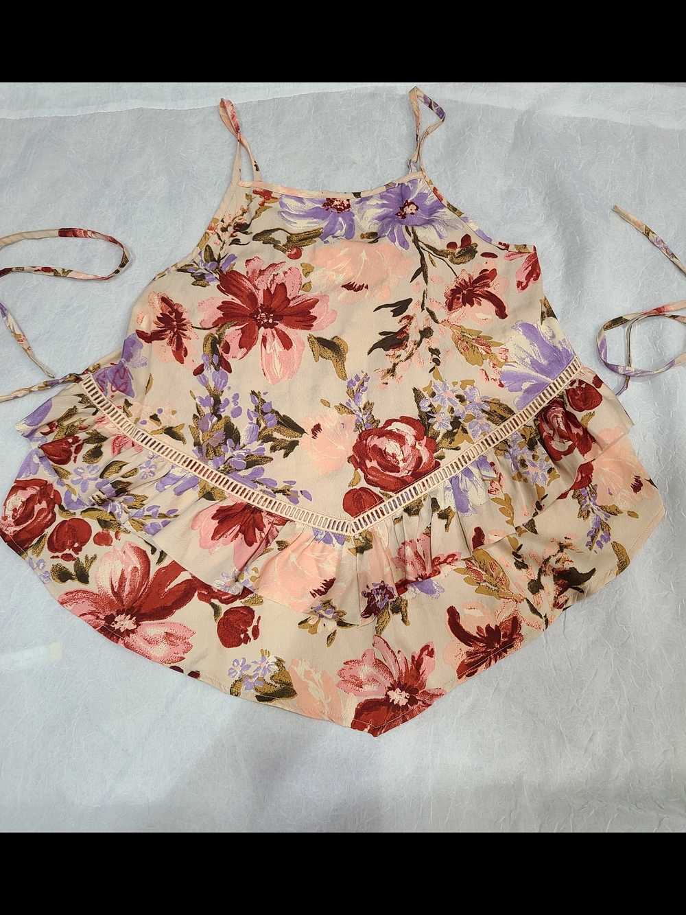 B.O.G. Collective Floral Ruffle Tie-Back Cami - Pink Size S